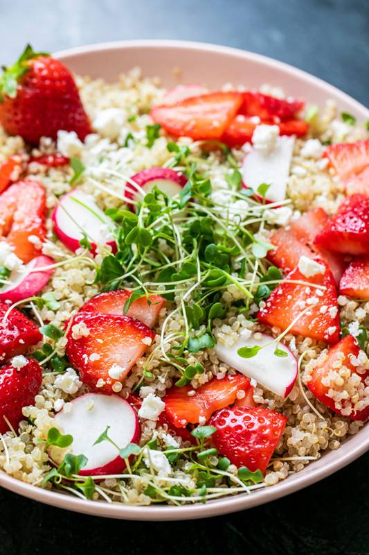 RECIPE: Quinoa With Arugula Microgreens, Strawberries, and Feta