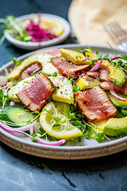 RECIPE: Seared Tuna and Avocado Salad With Microgreens
